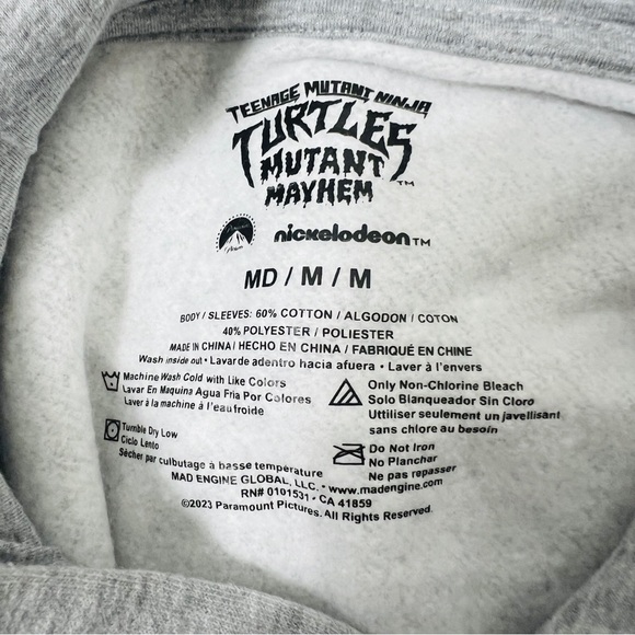 Teenage Mutant Ninja Turtles Nickelodeon Hoodie Sweatshirt Boys M NWT - Picture 5 of 6